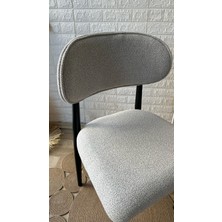 Silla Concept Polo Metal Sandalye Teddy Krem Kahve Desenli Kumaş Siyah Metal Sandalye