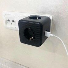 Çetiner Group Isıya Dayanıklı Termal Akım Korumalı ve Çocuk Korumalı 3 Priz Girişli 3 USB Girişli Küp Priz