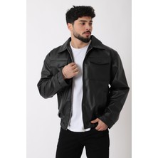 Bel Lastikli Kapaklı Oversize Suni Deri Mont Pldp 2998_50447