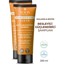 Yoon 2'li Sülfatsız ve Tuzsuz Şampuan, Kolajen, Biotin B7, Içerikli Parabensiz Vegan Şampuan 2 Adet x 250ML