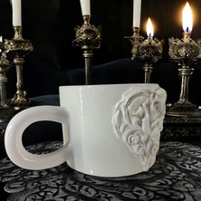Bonita Bon Luxe 3D Kabartmalı El Emeği Göz Nuru Özel Tasarım Gotik Kalp Seramik MUG 200 ml Hediye Paketi Yapılır
