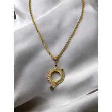 Polo Steel Medusa Yarım Altın Çerçeveli Kolye (Altın Kaplama)