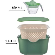 Espas Home 4 Parça Çok Amaçlı Set - Karıştırma Kabı / Süzgeç / Kesme Tahtası / Limon Sıkacağı - Yeşil