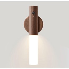 Sensörlü Şarjlı LED Aplik Mıknatıslı Ahşap Renk Cata Kumru Gün Işığı LED Aplik Type-C Duvar Lambası