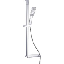 Kare Sürgülü Duş Seti + 3 Fonksiyonlu Tuşlu ELDUŞU+30X15MM Krom Kaplı