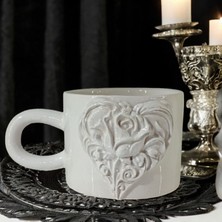 Bonita Bon Luxe 3D Kabartmalı El Emeği Göz Nuru Özel Tasarım Gotik Kalp Seramik MUG 200 ml Hediye Paketi Yapılır