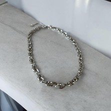 Stainless Steel Çelik İç İçe Geçmeli Silver Kolye