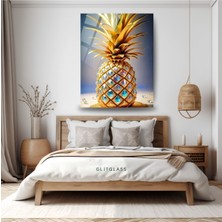 Glitglass Lüks Altın Ananas Cam Tablo - 4mm Temperli Cam