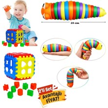 Eğitici Esnek Sök Tak Tırtıl 20 cm + Bultak 14 Parça 2'li Set