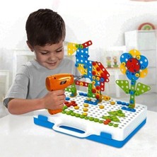 11B Matkaplı Vidalama ve 3D Yaratıcı Mozaik Puzzle 198 Parça Creative Portable Box Yapı LEGO Oyunu
