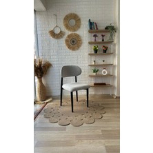 Silla Concept Polo Metal Sandalye Teddy Krem Kahve Desenli Kumaş Siyah Metal Sandalye