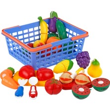 Birlik Oyuncak 42 Pcs Sepetli Kesilebilen Meyve ve Sebze Eğitici Oyuncak 6+ Yaş Çocuklar İçin Becerileri Geliştirir