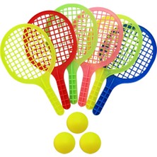 Mini Tenis Raketi Oyuncak 6lı Raket Seti 3 Top Karışık Renk