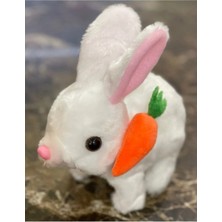 Pilli Sesli Zıp Zıp Yürüyen Havuçlu Tavşan Peluş Oyuncak 15CM