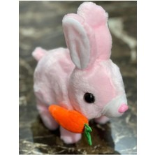 Pilli Sesli Zıp Zıp Yürüyen Havuçlu Tavşan Peluş Oyuncak 15CM