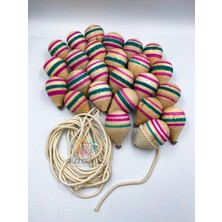 25ADET Ahşap Topaç Nostaljik Oyuncak Doğal Çocuk Oyuncağı 1,5 Metre Ipli Fıtça Oyunu Fırıldak Topacı