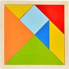 Eğitici Ahşap Renkli Tangram Yap Boz Zeka Oyunu