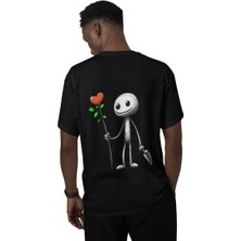 Baskılı Tişört – Oversize Unisex Sevgi ve Umudun Hikâyesini Taşıyan Çöp Adam, %100 Pamuk