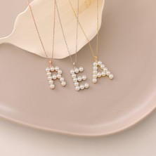 Vaoov 925 Ayar Gümüş Harfli Inci Kolye