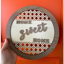 Woodenzoo Home Sweet Home Yazılı Dekoratif Hediyelik Ahşap Kapı Duvar Süsü