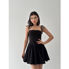 Ip Askılı Kloş Mini Elbise