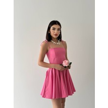 Ip Askılı Kloş Mini Elbise