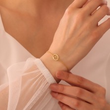 Vaoov 925 Ayar Gümüş Harfli Çift Zincirli Bileklik