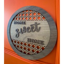 Woodenzoo Home Sweet Home Yazılı Dekoratif Hediyelik Ahşap Kapı Duvar Süsü