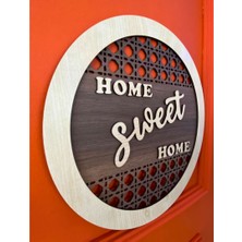 Woodenzoo Home Sweet Home Yazılı Dekoratif Hediyelik Ahşap Kapı Duvar Süsü