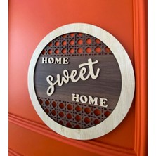 Woodenzoo Home Sweet Home Yazılı Dekoratif Hediyelik Ahşap Kapı Duvar Süsü