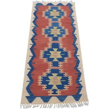 Kilim Antik El Dokuma Yün Denizli Pamukkale Kilimi 0117 - Vintage - Çok Renkli