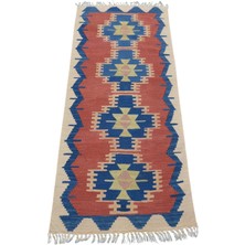 Kilim Antik El Dokuma Yün Denizli Pamukkale Kilimi 0117 - Vintage - Çok Renkli