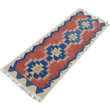 Kilim Antik El Dokuma Yün Denizli Pamukkale Kilimi 0117 - Vintage - Çok Renkli