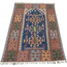Kilim Antik El Dokuma Yün Balıkesir Kilimi 0128 - Vintage - Çok Renkli