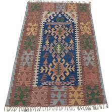 Kilim Antik El Dokuma Yün Balıkesir Kilimi 0128 - Vintage - Çok Renkli