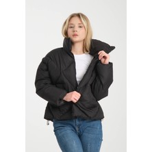 Kadın Siyah Oversize Şişme Mont