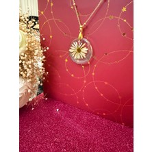 Hamak Accessories Epoksi Papatyalı Kolye Çelik Zincirli