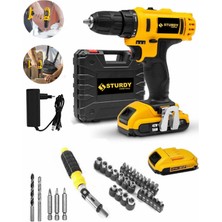 TeknoTrust Çift Akülü Metal Vidalama ve Matkap Seti, 46V, 39 Parçalı, Darbesiz, Güçlü ve Dayanıklı