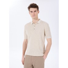 Bej Erkek Polo Yaka Regular Fit Jakarlı Kazak FC5SM-KZK 2047