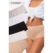 Odise Pamuklu Battal Büyük Beden Kadın Külot Yüksek Bel Bato 5 Li Paket Likralı Geniş Kenarlı