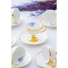 Acar Porselen Miranda Gold 6 Kişilik Kahve Fincan Takımı Gold - Beyaz