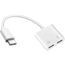 Enchanted 2'si 1 Arada Çift Tip C Kulaklık Adaptörü Usbc Ayırıcı Jak Aux Ses Şarj Dönüştürücüsü (Yurt Dışından)