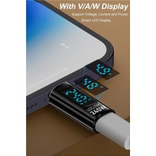 Enchanted Dijital Ekranlı 2 Paket Tip C Adaptörü, Pd 240W Usb-C Erkek - Dişi Konnektör Destek Voltajı, Akım LED Ekranı (Yurt Dışından)