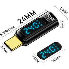 Enchanted Dijital Ekranlı 2 Paket Tip C Adaptörü, Pd 240W Usb-C Erkek - Dişi Konnektör Destek Voltajı, Akım LED Ekranı (Yurt Dışından)