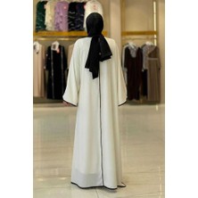 Önden Bağlama Detaylı Abaya 70005 Ekru