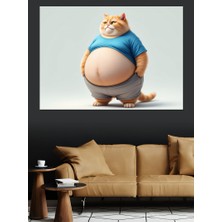 Tablomega Şişman Mutlu Kedi Dekoratif Tablo