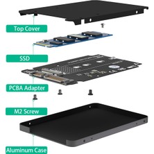 Jindamai M.2 Adaptörü 2.5 Sata Muhafazasına, B & M Anahtar Tabanlı Ngff SSD Dönüştürücü 3.0 Kart Desteği 2230 2242 2260 2280 (Yurt Dışından)