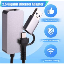 Jindamai 2.5 Gigabit Ethernet Adaptörü Tip-C USB 3.0 - RJ45 Lan 2500MBPS Yüksek Hızlı 2.5g Ağ Kartı Nas Dizüstü Bilgisayar Için (Yurt Dışından)