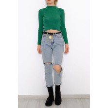 Yarım Balıkçı Crop Triko Yeşil - 885.1319.