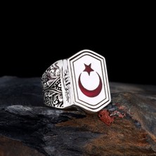 Ayyıldız Model Allah Yazılı 925 Ayar Gümüş Yüzük